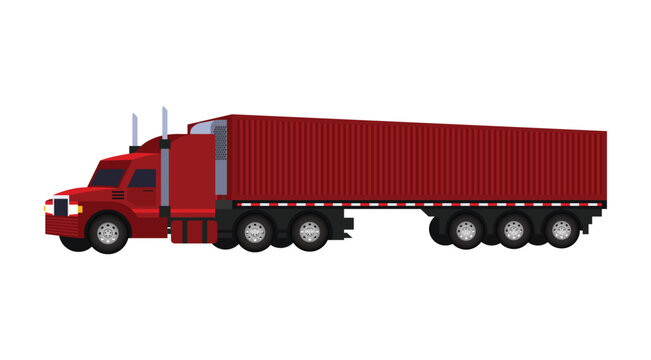 Red container truck vector illustration