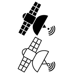 flat satellite, broadcast, radar, receiver, icon, illustration symbol sign, logo template, vector, eps 10