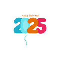 happy new year 2025 background. holiday background vector design for website banner, poster, invitation card, brochure. Numbers 2025 in the form of flying multicolored helium balloon