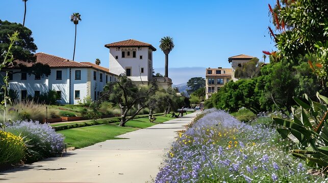 Campus of UCSB University of California Santa Barbara on a sunny day no people : Generative AI