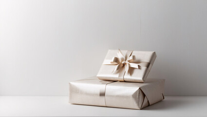 Square gift box with a bow on a white background, gift box, gift, background, white background