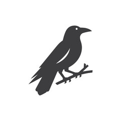 Obraz premium simple eye catching minimalist crow silhouette, black and white, Vector Crow bird with white background