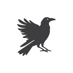 Obraz premium simple eye catching minimalist crow silhouette, black and white, Vector Crow bird with white background