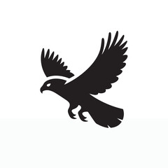 Fototapeta premium simple eye catching minimalist hawk bird silhouette, black and white, vector hawh bird, white background