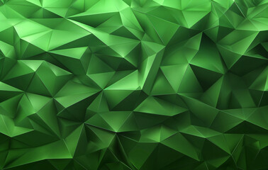 Fototapeta premium Abstract green geometric background with low poly shapes, green gradient and black shadows for design template