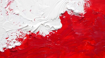 Abstract white and red color acrylic wave wall painting Canvas vintage grunge texture copy space background : Generative AI