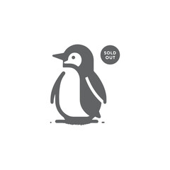 Obraz premium simple eye catching minimalist head penguin vector, black and white, Sold out, white background