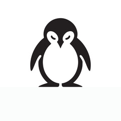 Obraz premium simple eye catching minimalist head penguin vector, black and white, white background