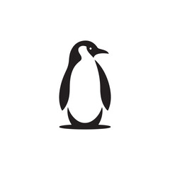 Obraz premium simple eye catching minimalist head penguin vector, black and white, white background