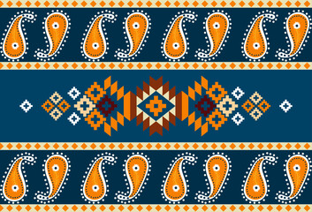 abstract Traditional geometric ethnic fabric pattern ornate elements with ethnic patterns design for textiles, rugs, clothing, sarong, scarf, batik, wrap, embroidery, print, curtain, carpet © narrn