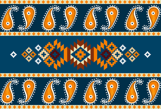 abstract Traditional geometric ethnic fabric pattern ornate elements with ethnic patterns design for textiles, rugs, clothing, sarong, scarf, batik, wrap, embroidery, print, curtain, carpet
