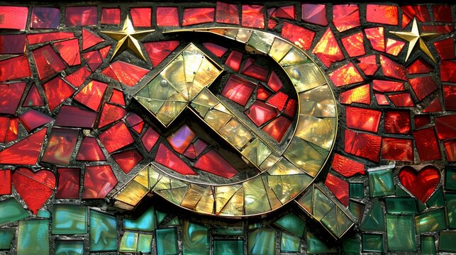Hammer and sickle mosaic, symbol of communism
