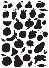 Fototapeta premium outlines delicious juicy fruits set. Images of fruits isolated. Healthy food. Food doodle. Vector illustration.