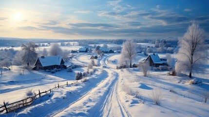 Cozy Snow-Covered Roofs with Festive Christmas Lights