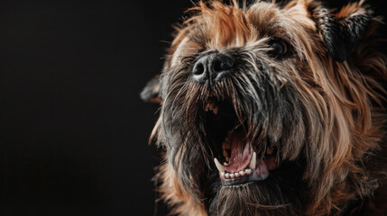 Naklejka premium A dog with a black background and a brown coat barking