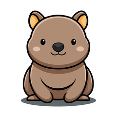 Fototapeta premium Cute Wombat Cartoon Vector Icon Illustration.