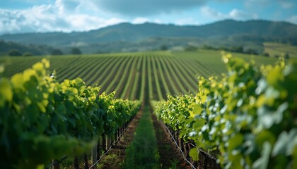 Rows of green vineyards in Chianti, Tuscany, Italy