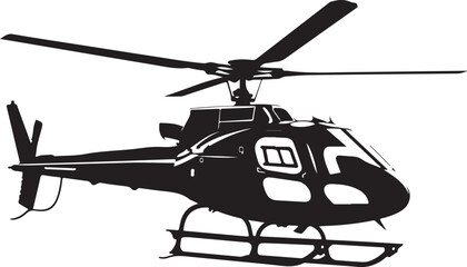 Simple Black Helicopter Silhouette: Isolated Copter Icon Vector Illustration on White Background






