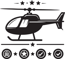 Simple Black Helicopter Silhouette: Isolated Copter Icon Vector Illustration on White Background






