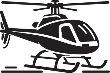 Simple Black Helicopter Silhouette: Isolated Copter Icon Vector Illustration on White Background







