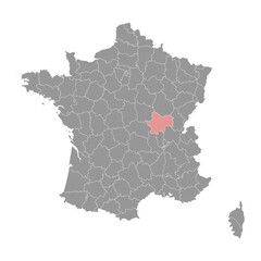 Saone et Loire department map, administrative division of France. Vector illustration.