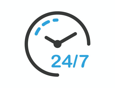 Twenty four hours and seven service icon