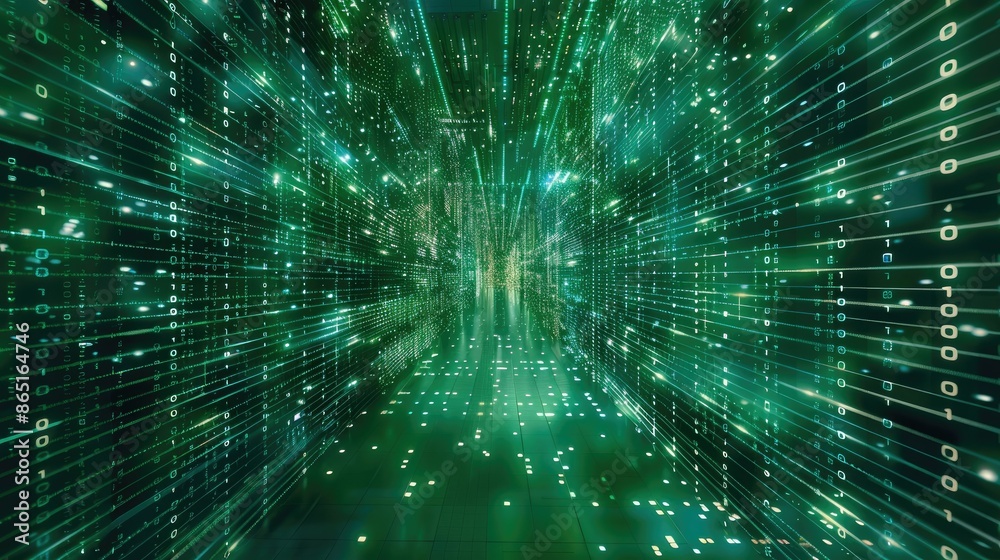 Poster digital code in a matrix-style grid