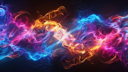 Obraz premium Dynamic waves of energy in neon hues