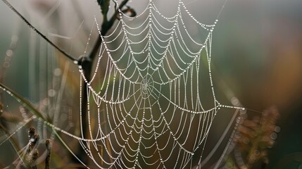 Intricate spider webs covered in dew --ar 16:9 Job ID: 4aeb0389-684d-49ce-9a6b-5e77916fb1f8