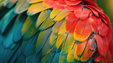 Fototapeta premium Macro shot of colorful bird feathers