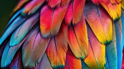Fototapeta premium Macro shot of colorful bird feathers