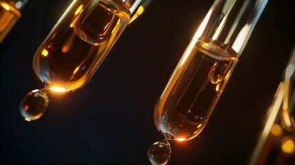 Ampoules in liquid bottom view : Generative AI