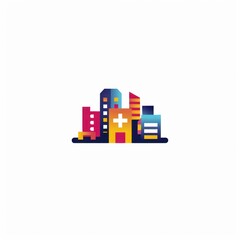 Obraz premium Cityscape with Hospital Building Illustration