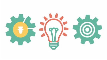 Idea Generation Process with Gears and Lightbulb