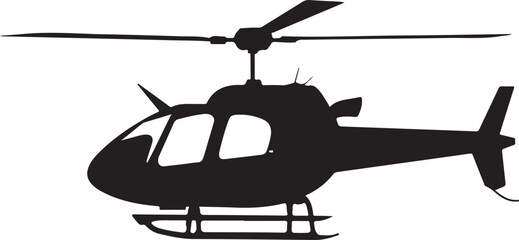 Obraz premium Simple Black Helicopter Silhouette: Isolated Copter Icon Vector Illustration on White Background