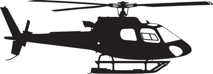 Obraz premium Simple Black Helicopter Silhouette: Isolated Copter Icon Vector Illustration on White Background