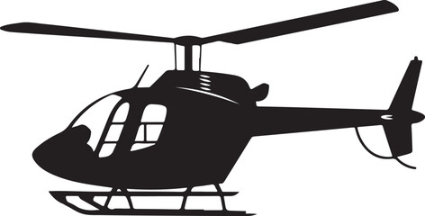 Simple Black Helicopter Silhouette: Isolated Copter Icon Vector Illustration on White Background






