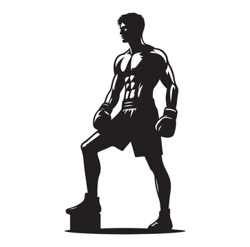recommend clip art: A boxer stand with pose silhouette vector. boxer silhouette.
