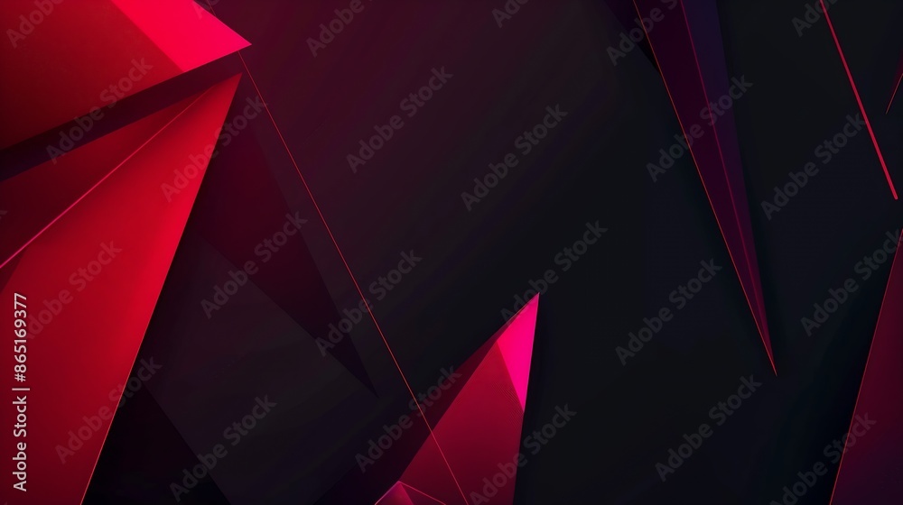 Leinwandbilder black pink red modern abstract background geometric shape viva magenta color 2023 triangles lines st