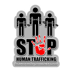 Vector illustration of World Day against Trafficking in Persons sticker on transparent background