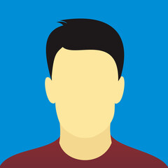Man avatar half body photo vector illustration. Face of male with neat hairstyle.