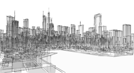  big modern city 3d illustration