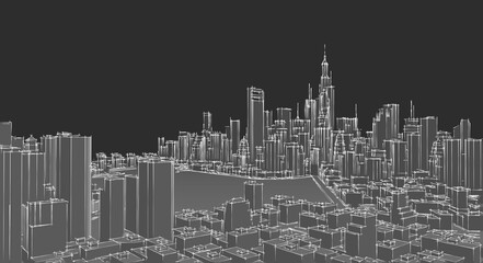  big modern city 3d illustration