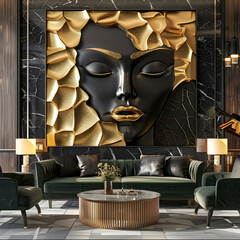 3d rendering abstract wall art of femaleAI generated