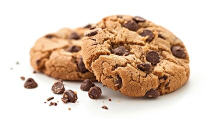 Chocolate chip cookie isolated on a white background