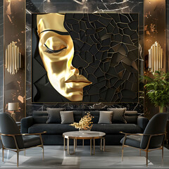 3d rendering abstract wall art of femaleAI generated