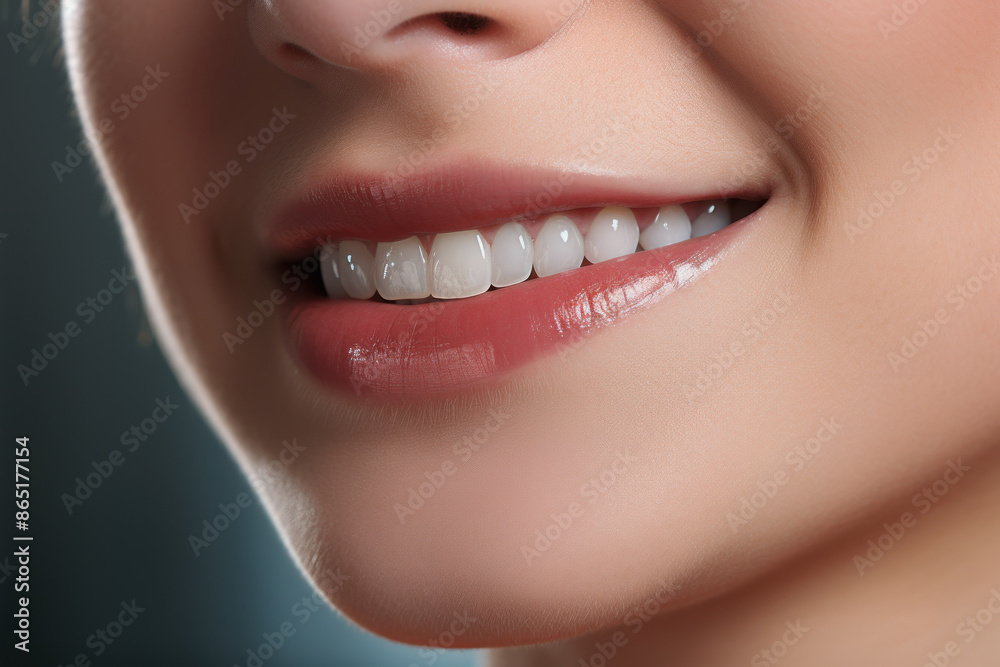 Poster gleaming teeth that steal the spotlight in any room. concept of attention-grabbing smiles. generativ