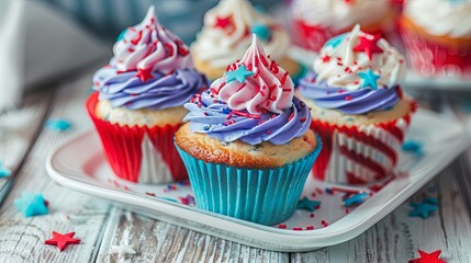 Delicious Red, White, and Blue Cupcakes for the 4th of July