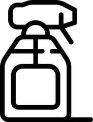 Simple black and white icon of a spray bottle, commonly used for cleaning products and disinfectants