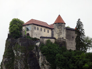 lake Bled on cloudy spring day